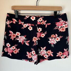 LOFT Dark Navy, Pink & White Floral Shorts | Size 8 | 4” Inseam